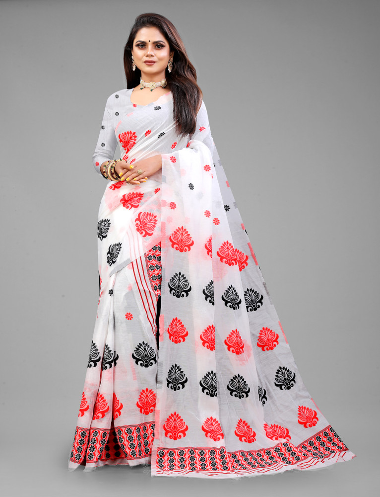 Buy SELLPOINT Woven Mekhela Chador Chanderi Red Black Sarees
