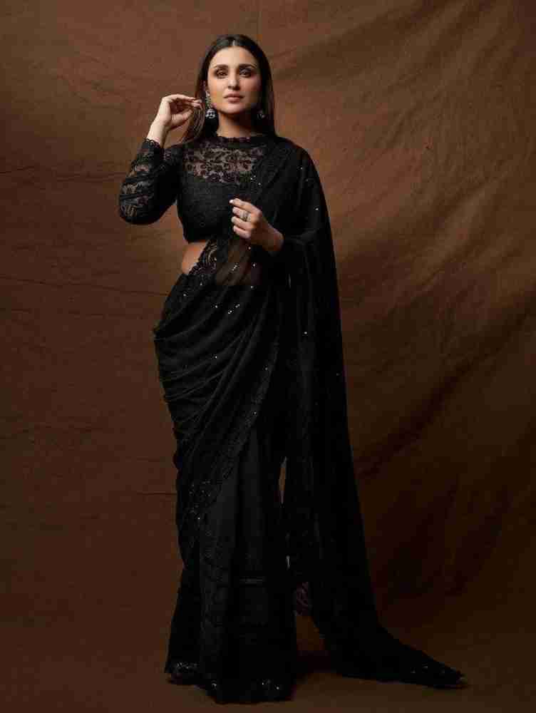 Buy Star Sarees Embellished Bollywood Georgette Black Sarees Online Best Price In India Flipkart