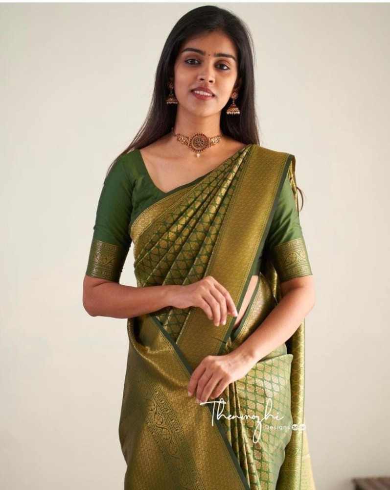 Buy prakanchan creation Woven, Self Design Banarasi Pure Silk, Jacquard  Green Sarees Online @ Best Price In India