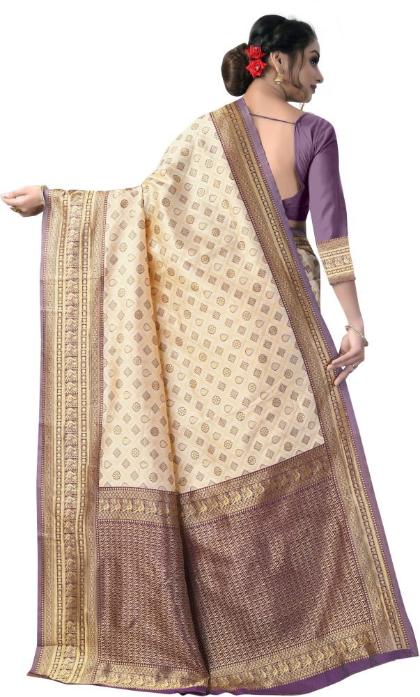 Buy Fashila Self Design Bollywood Silk Blend Cream Sarees Online @ Best  Price In India