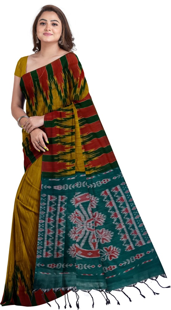 Khadi Saree Sambalpuri Kotki Ikkat Jharna Saree for Women Handloom Khadi  Cotton Saree With Blouse Festive Wear Sufiyaart Fedex Fast Delivery - Etsy  Denmark