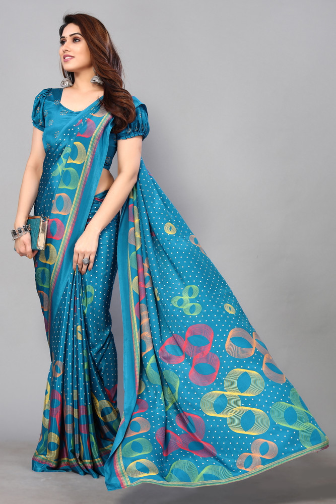 Buy FABMORA Digital Print Printed Bollywood Silk Blend Crepe