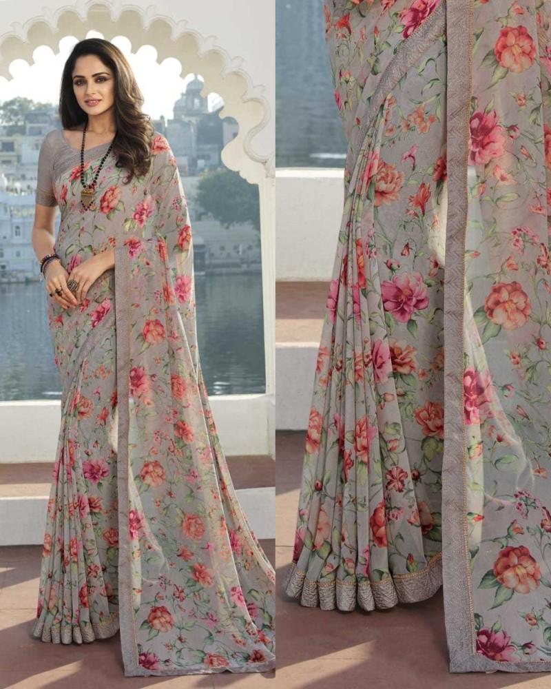 Chiffon sarees online on sale flipkart