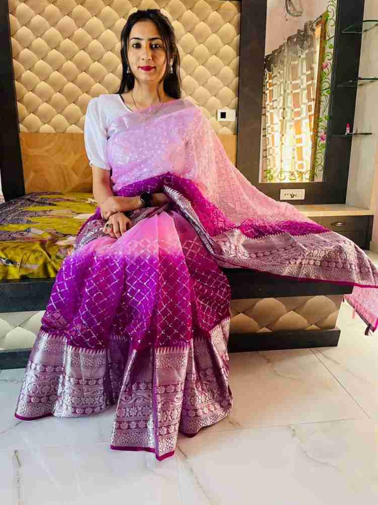 Buy KRIYANSH Woven, Printed, Applique, Embellished Bollywood Organza Purple  Sarees Online @ Best Price In India