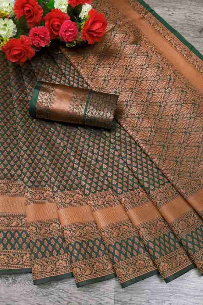 Buy prakanchan creation Woven, Self Design Banarasi Pure Silk, Jacquard  Green Sarees Online @ Best Price In India