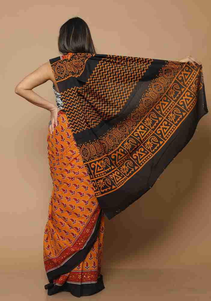 Buy SAYAN CREATION Color Block Bollywood Pure Cotton Multicolor Sarees  Online @ Best Price In India