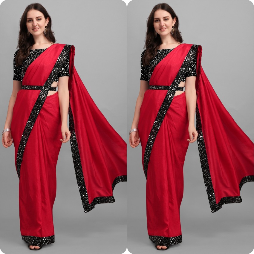 Buy Aadishakti Fashion Solid/Plain Bollywood Silk Blend Multicolor Sarees  Online @ Best Price In India