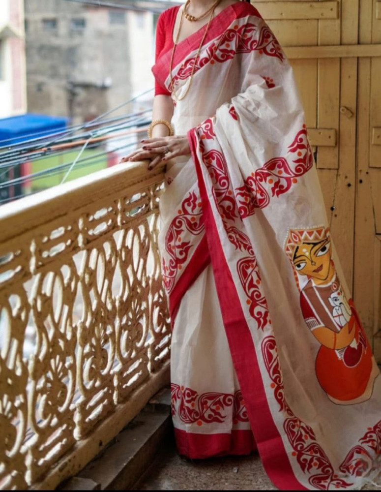 Flipkart white top cotton sarees