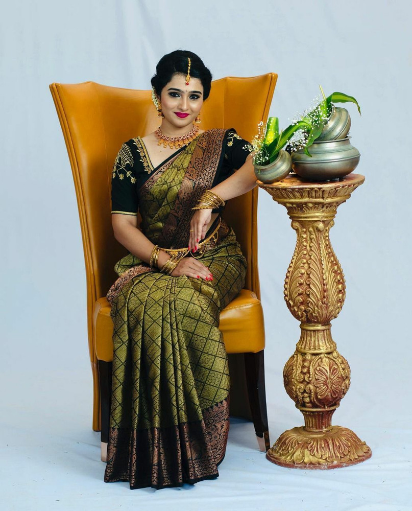 sheladiya Woven Embellished Self Design Bollywood Cotton Silk Jacquard Saree