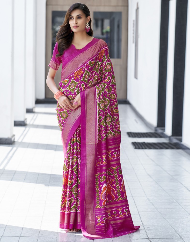 Magenta Patola Printed Art Silk sale Saree-Patola Saree