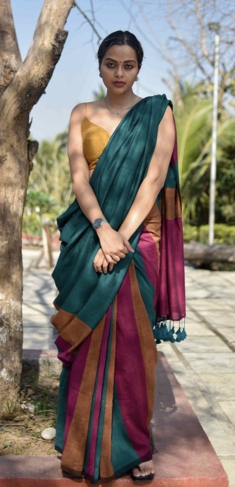 Pure Cotton Saree With Blouse Piece Multicolored Handloom Cotton