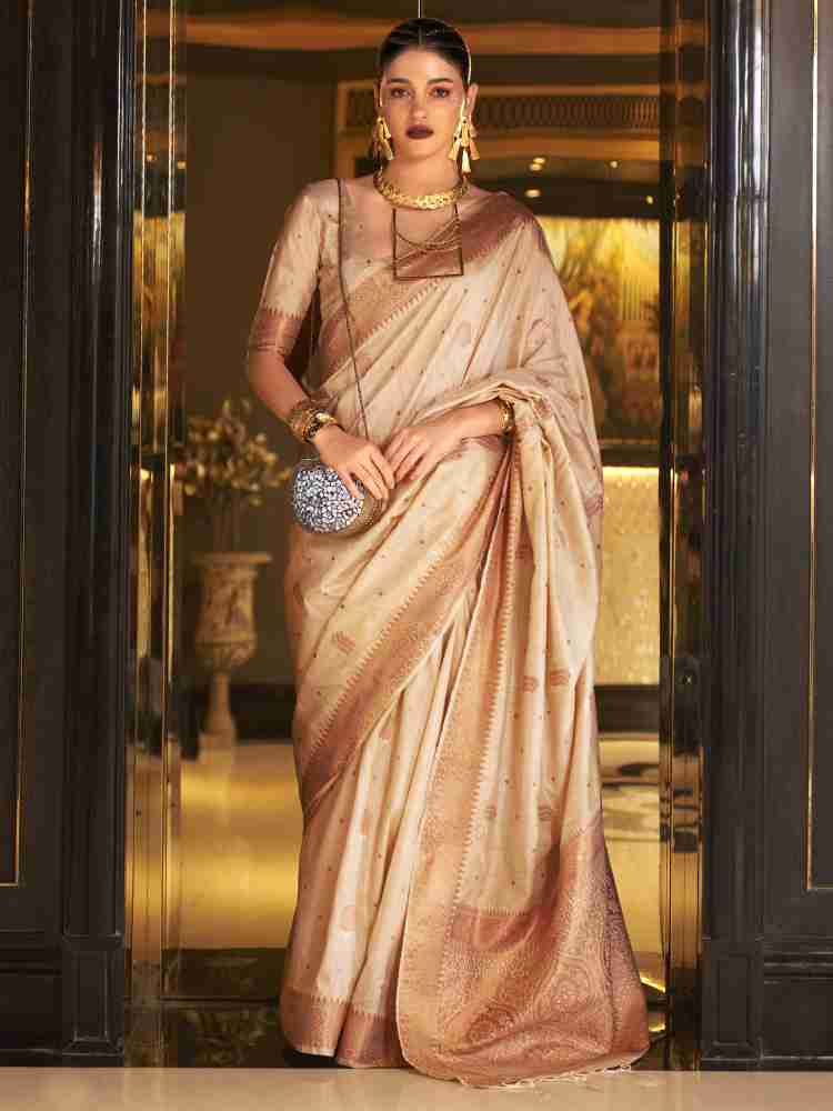 Buy Fashila Self Design Bollywood Silk Blend Cream Sarees Online @ Best  Price In India