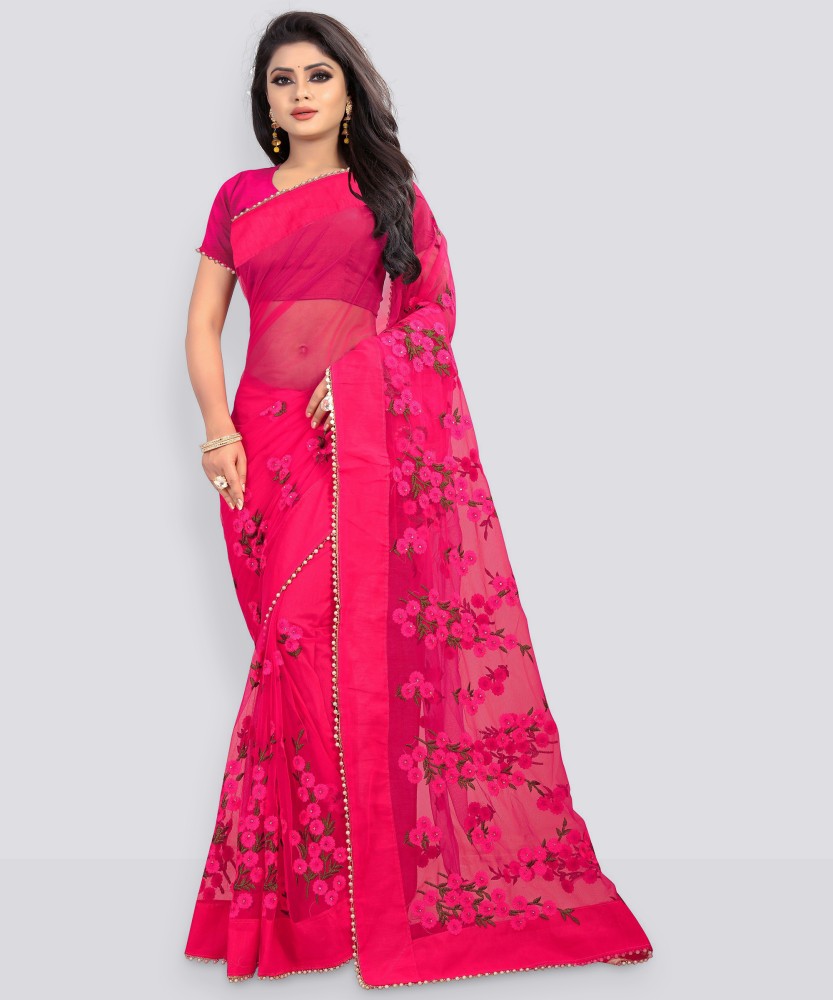 Designer net shop saree on flipkart