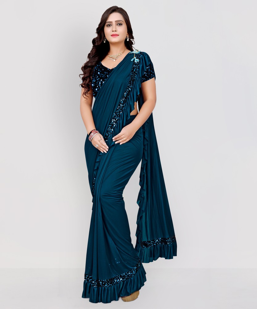 Buy U S Retail Self Design Bollywood Silk Blend Dark Blue Sarees Online Best Price In India Flipkart