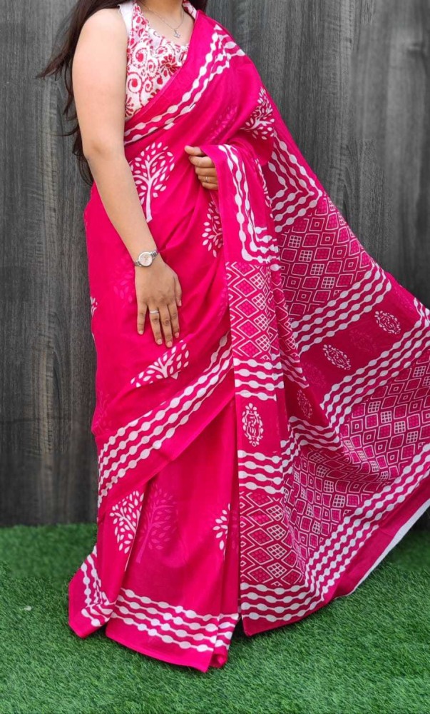 Kalamkari Malmal Cotton Saree with blouse – RKG SHOPPING
