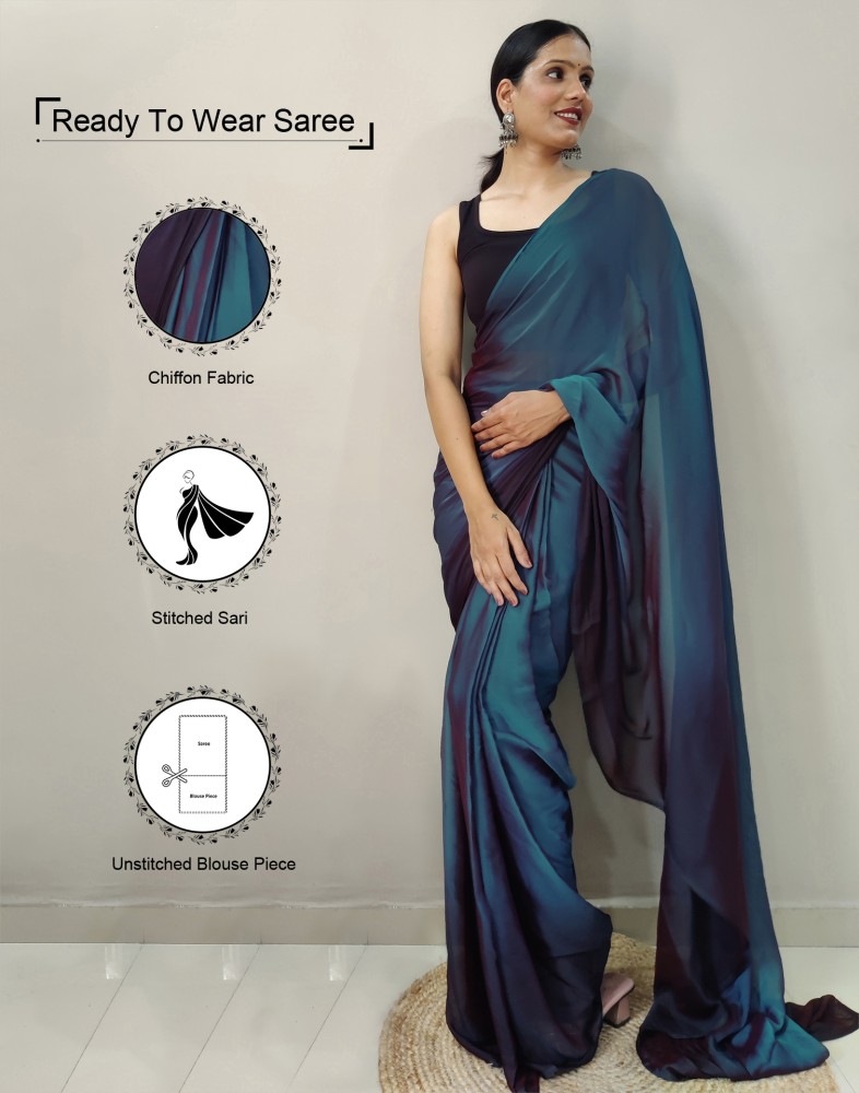 Buy Black Rainbow Ready To Wear Lycra Saree Online KALKI Fashion India
