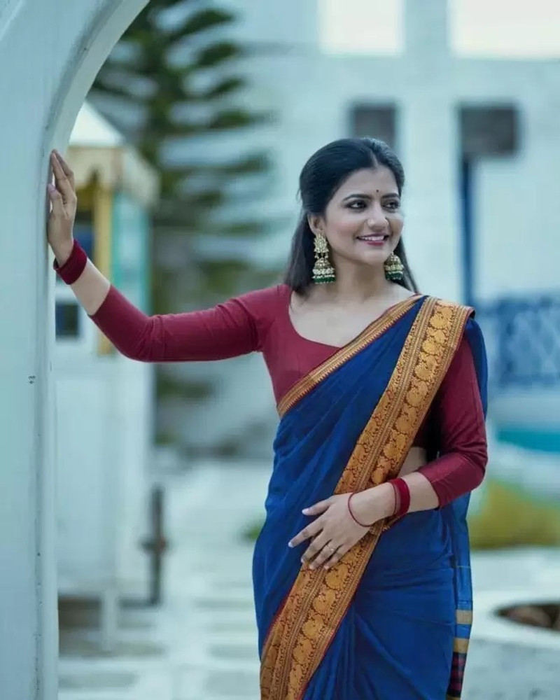 Buy THESIYA FAB Woven Bollywood Georgette Blue Sarees Online
