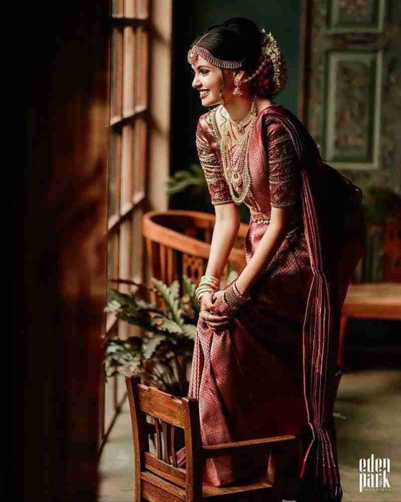 Dark maroon 2024 wedding saree