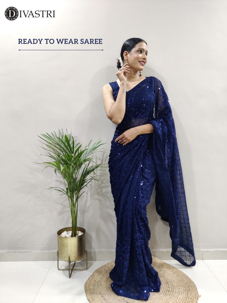 Heavy Embroidery Ready To Wear Free Size Lycra Saree Collection