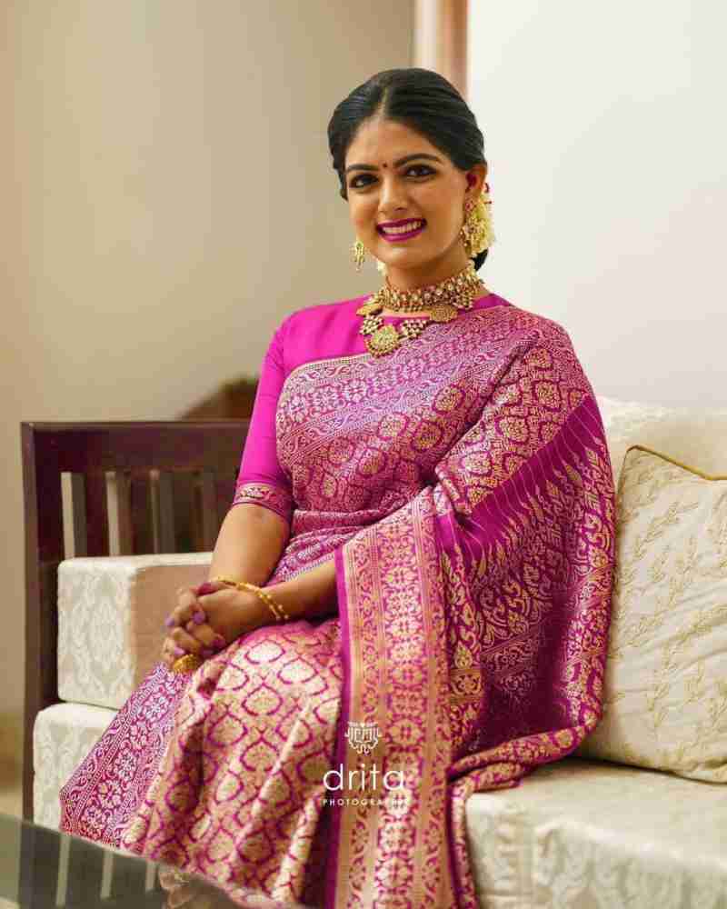 Buy Fospy Women Pink Silk Blend, Jacquard Woven Wedding Regular Dharmavaram  Saree Online at Best Prices in India - JioMart.