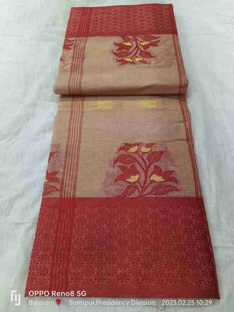 Balorampal Printed Tant Pure Cotton Saree