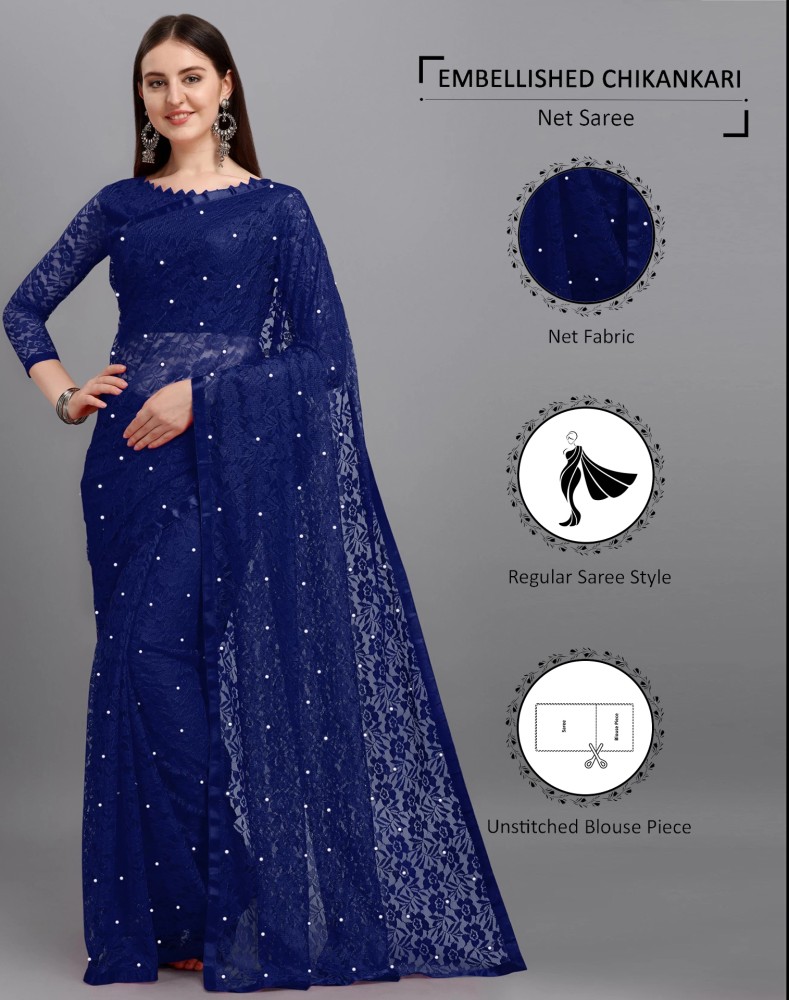 Designer net 2024 saree on flipkart