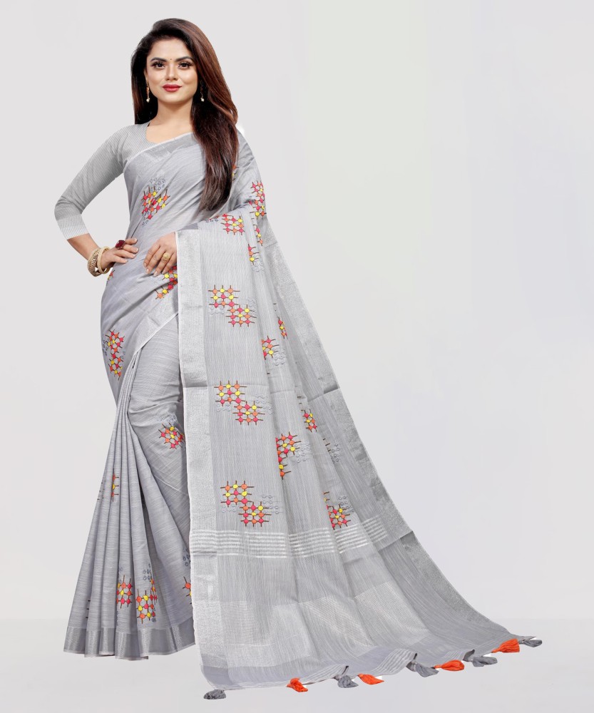 Buy hastshilpi Printed Daily Wear Pure Cotton White, Black Sarees Online @  Best Price In India | Flipkart.com