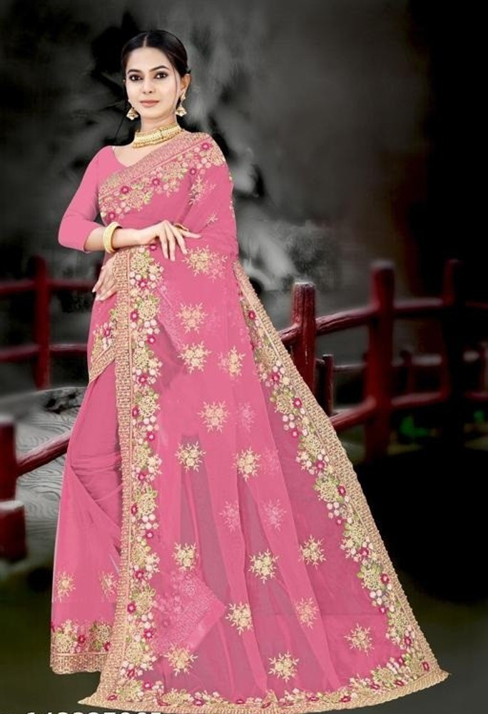 Designer net saree on flipkart clearance