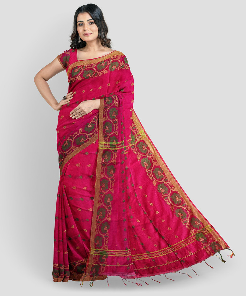 Buy Mayabi Woven Handloom Cotton Silk Pink Sarees Online Best Price In India Flipkart
