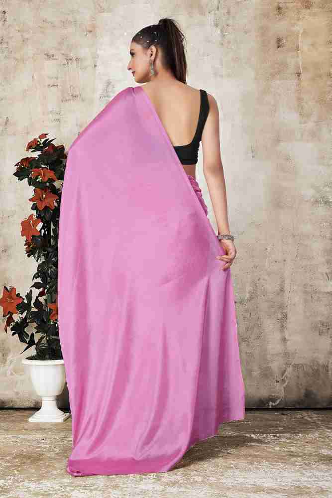 Buy FABFLICK Solid/Plain Bollywood Crepe Pink Sarees Online @ Best Price In  India