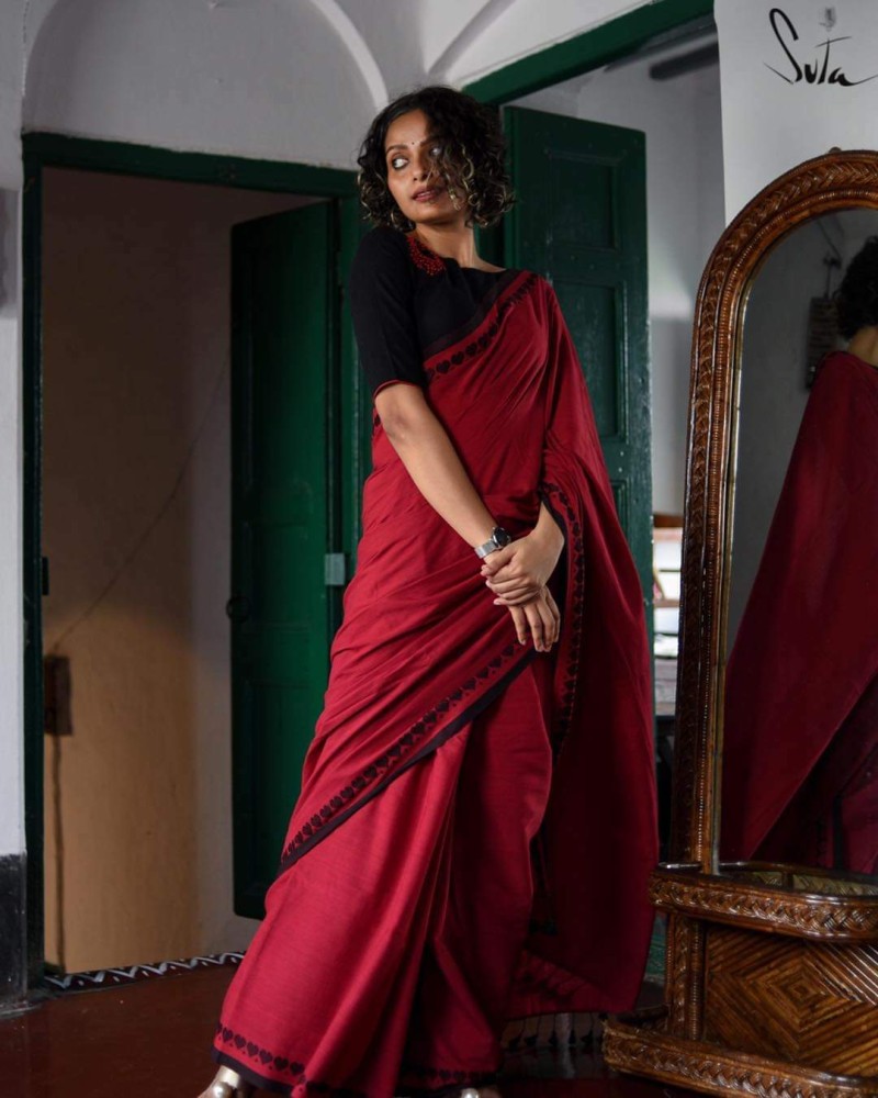 Buy Ratnavati Digital Print Daily Wear Cotton Blend, Art Silk Red Sarees  Online @ Best Price In India | Flipkart.com