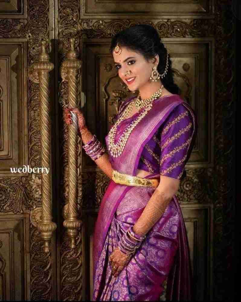 Purple bridal silk on sale saree