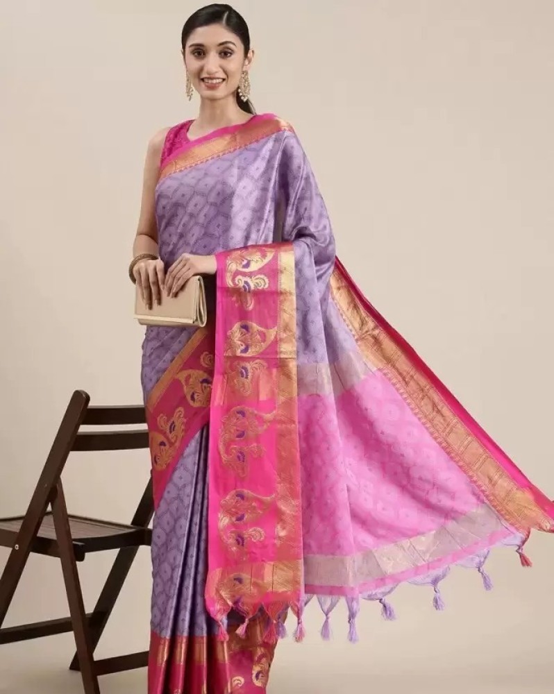 Buy dskmp Printed Arani Pattu Cotton Blend, Silk Blend Yellow Sarees Online  @ Best Price In India | Flipkart.com