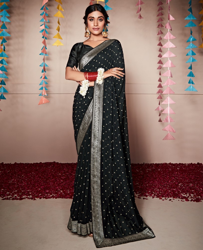 Buy MAHOTSAV Printed Kanjivaram Georgette Black Sarees Online Best Price In India Flipkart