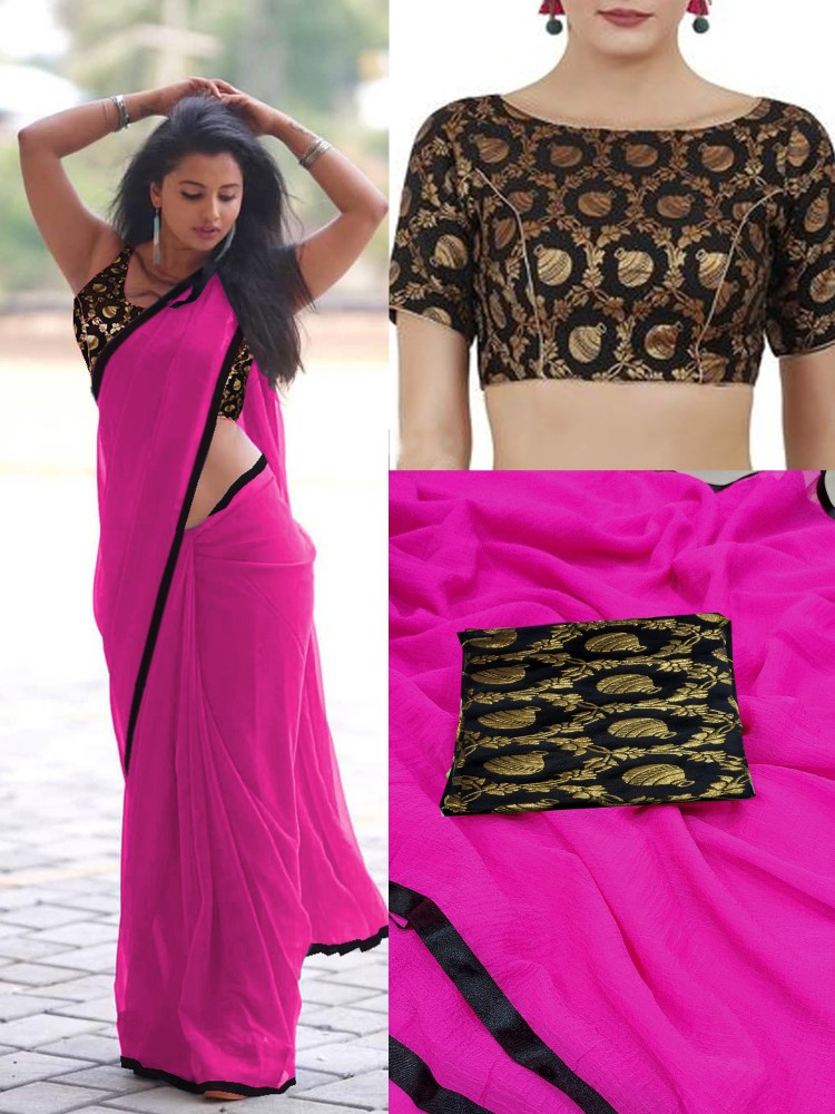 Buy Sareez House Women Pink Applique Chiffon Daily Wear Saree (L  Kanchi-Pinkk P) Online at Best Prices in India - JioMart.