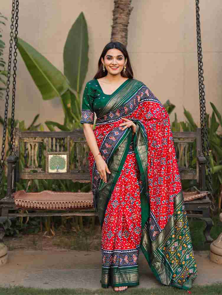SIRIL Women's Foil Printed Lycra Saree with Unstitched Blouse