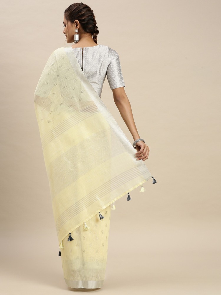 Buy Ramraj Cotton Printed Bhagalpuri Cotton Blend Yellow Sarees Online   Best Price In India  Flipkartcom