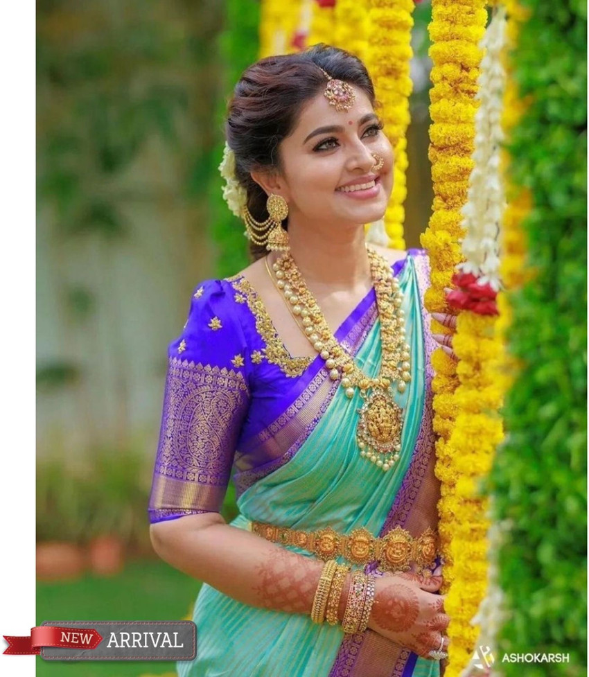 Buy het designer studio Striped Banarasi Jacquard Light Blue Sarees Online Best Price In India Flipkart