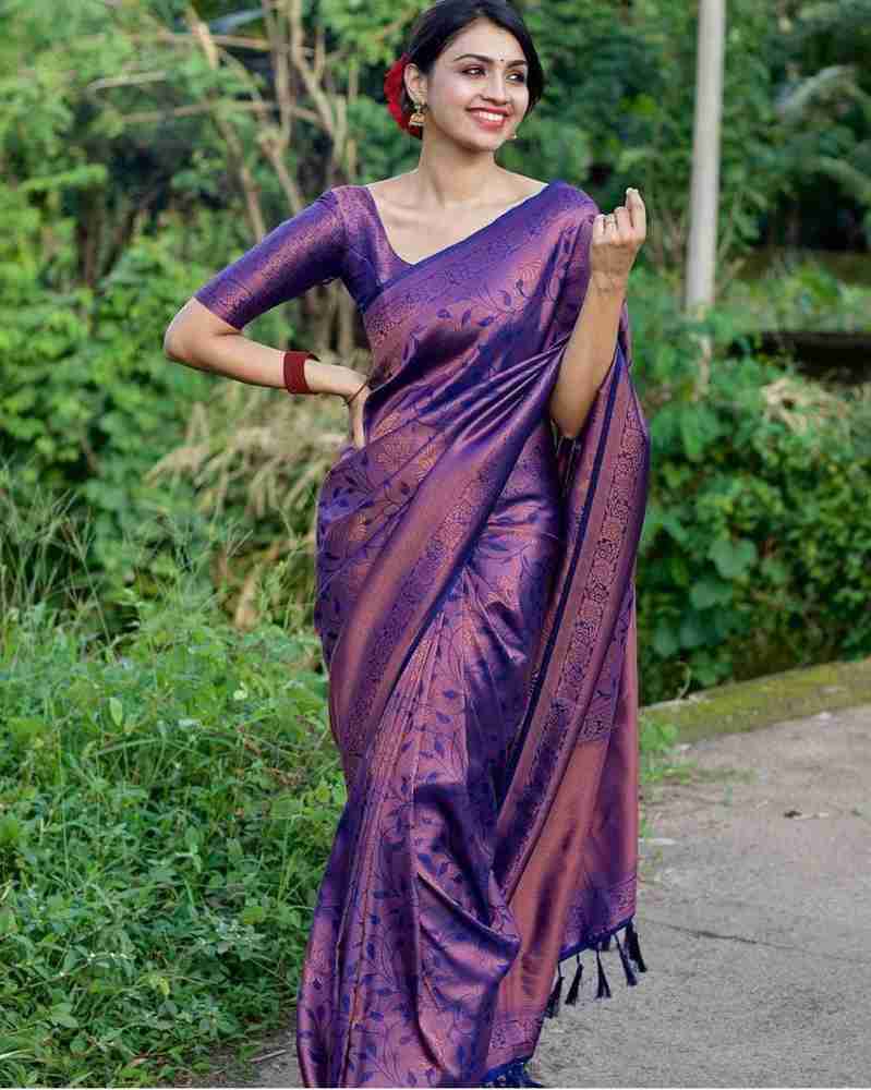 Plain saree with designer blouse flipkart top