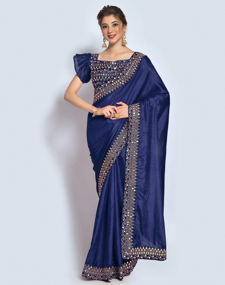 Navy blue saree flipkart 2025