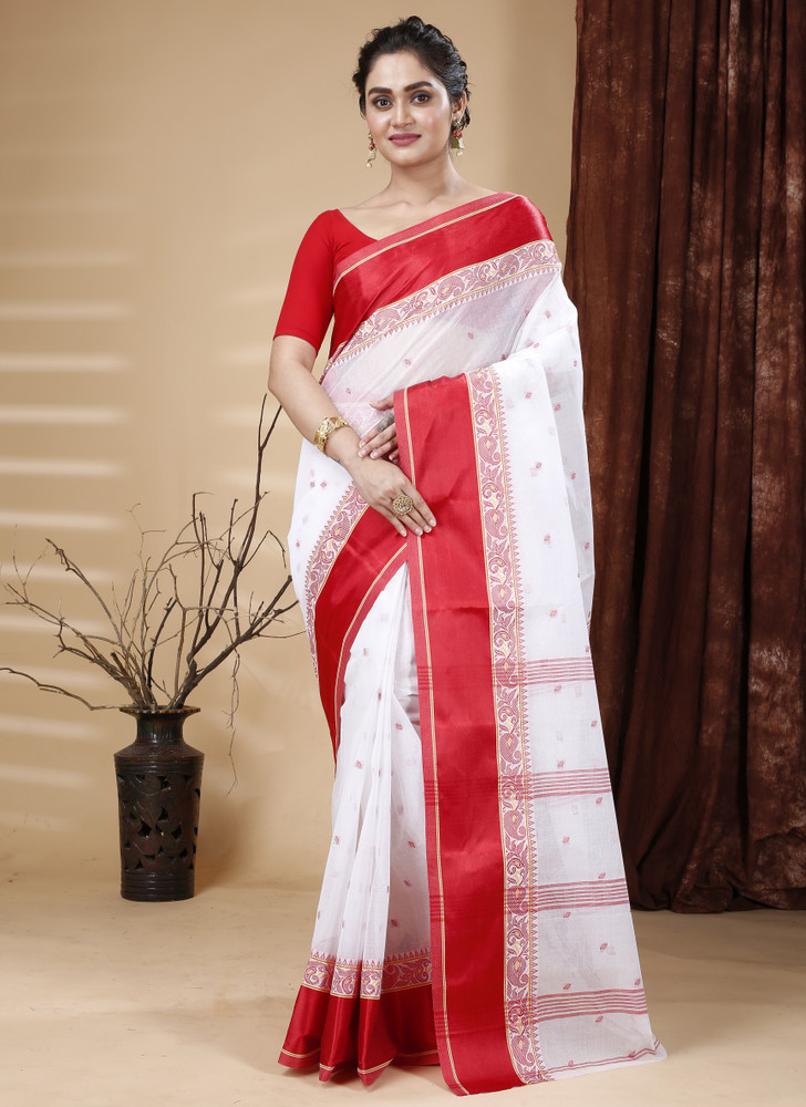 Bong ButiQ Woven Tant Pure Cotton Velvet Saree