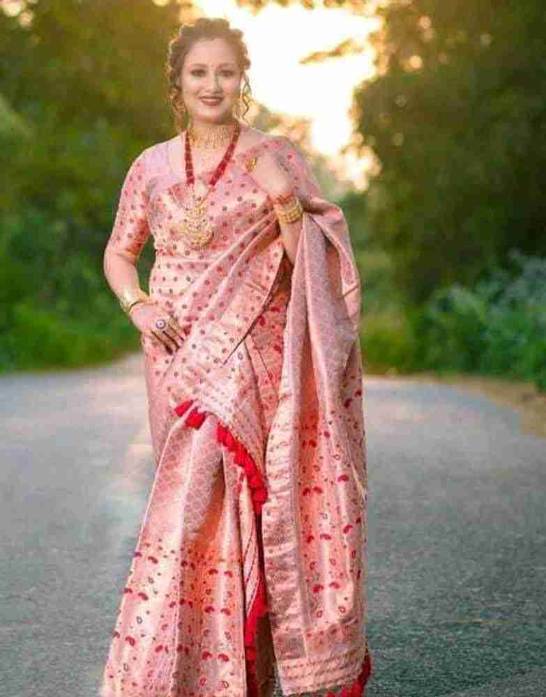 Buy RUTVI Self Design Mekhela Chador Jacquard Pink Sarees Online Best Price In India Flipkart