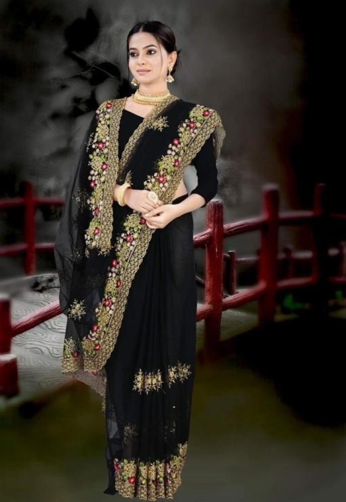 Buy IRIS Self Design Bollywood Net Black Sarees Online @ Best Price In  India