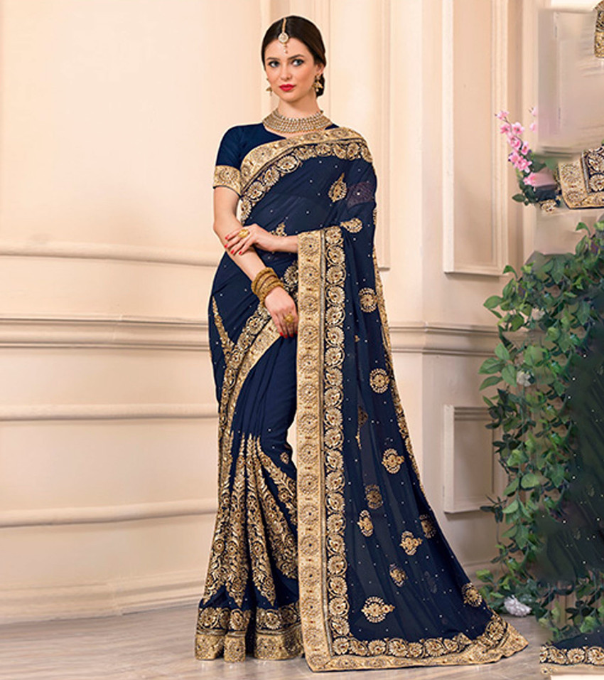 Flipkart navy hot sale blue sarees