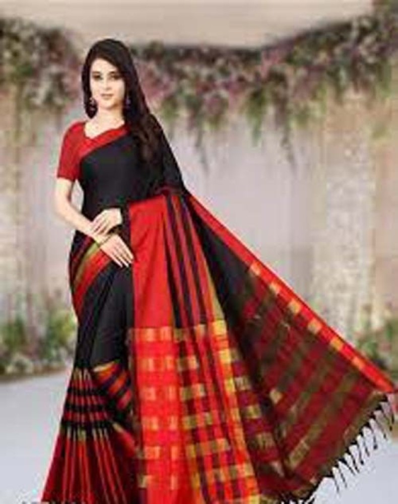 Pure Cotton Saree With Blouse Piece Multicolored Handloom Cotton