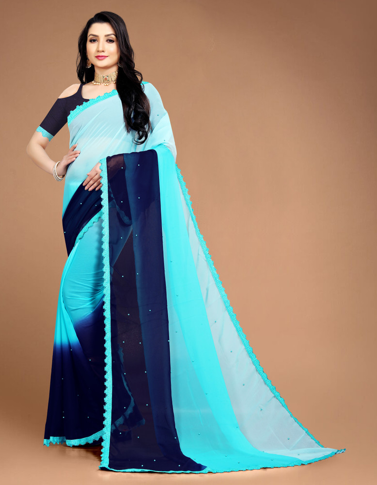 Plain georgette sarees online flipkart on sale