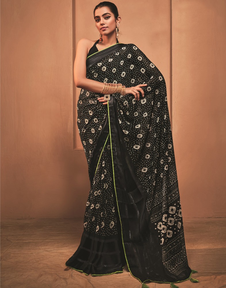 Buy Samah Embroidered, Embellished, Self Design Bollywood Georgette Black  Sarees Online @ Best Price In India