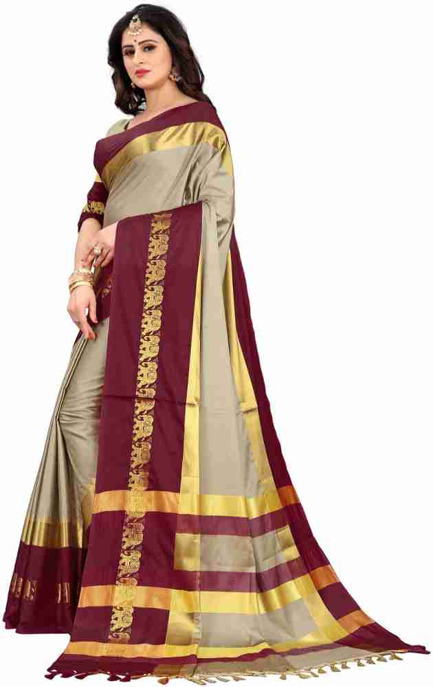 Buy Riddhi Enterprise Temple Border Paithani Jacquard Cotton Silk Magenta Cream Sarees Online Best Price In India Flipkart