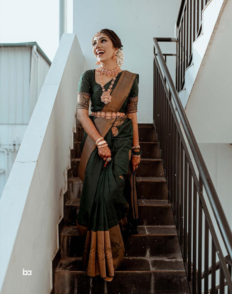dark green wedding saree