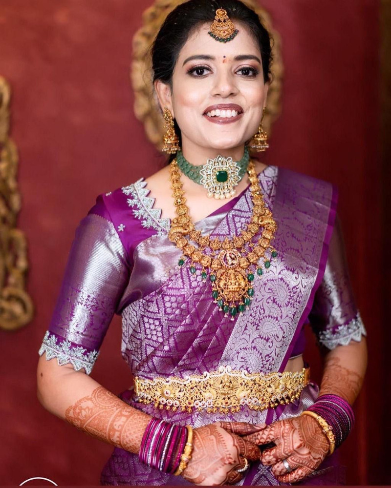 Buy SGF11 Woven Kanjivaram Pure Silk Art Silk Purple Sarees